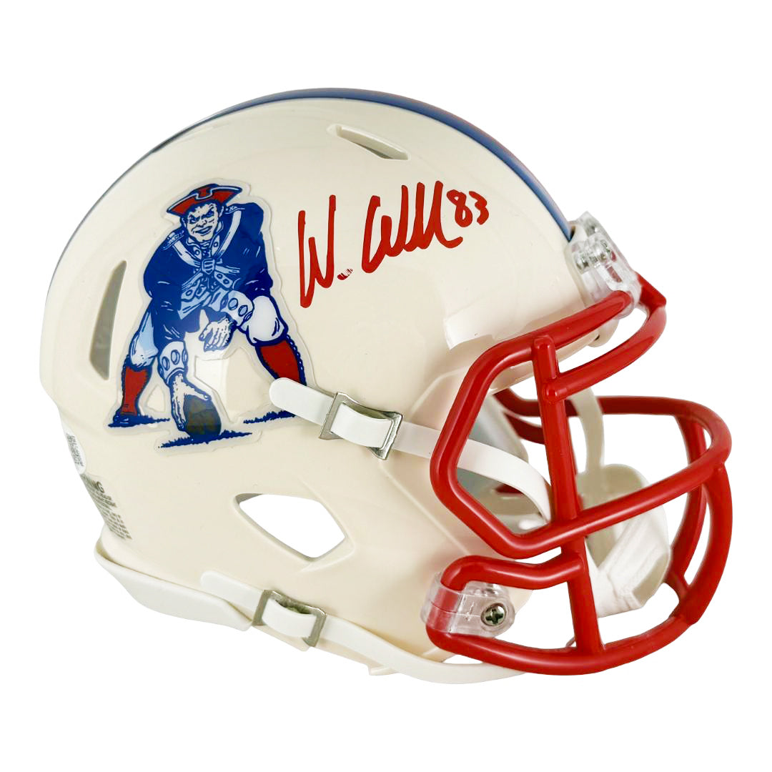 Wes Welker Signed New England Patriots Retro Speed Mini Football Helmet (Jsa)