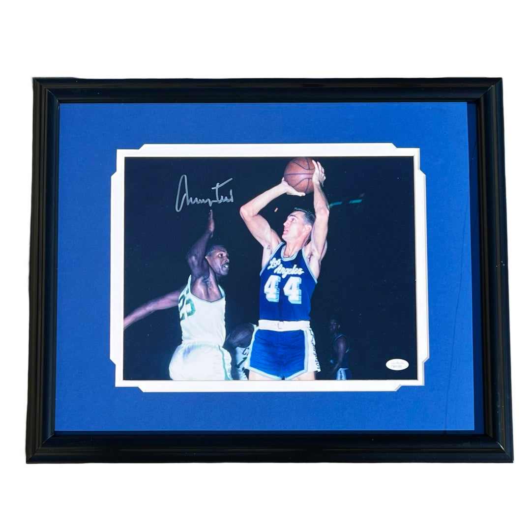 Jerry West Signed Los Angeles Pose 2 Basketball Framed 11X14 Photo (Jsa)
