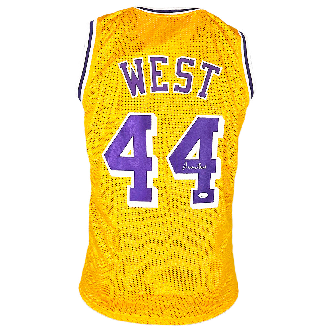 Jerry West Signed Los Angeles Yellow Throwback Basketball Jersey (Jsa)