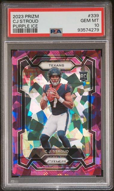 Sports Panini Cj Stroud 2023 Panini Prizm Purple Ice Prizm Rc #'D 026/225 PSA 10