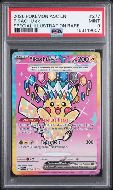 Pokémon Pikachu EX 2026 Pokemon Ascended Heroes Special Illustration Rare #277/217 PSA 9