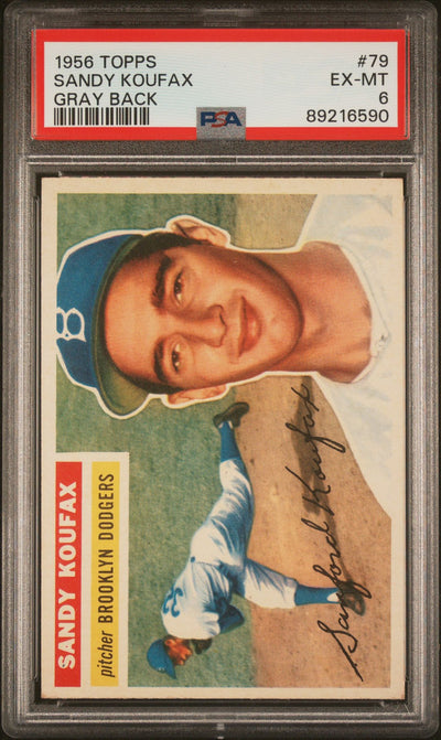 Baseball Topps Sandy Koufax 1956 Topps #79 Gray Back PSA 6
