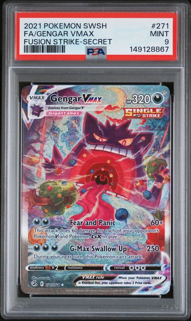 Pokémon Gengar VMAX PokéMon Fusion Strike Secret Rare #271/264 PSA 9